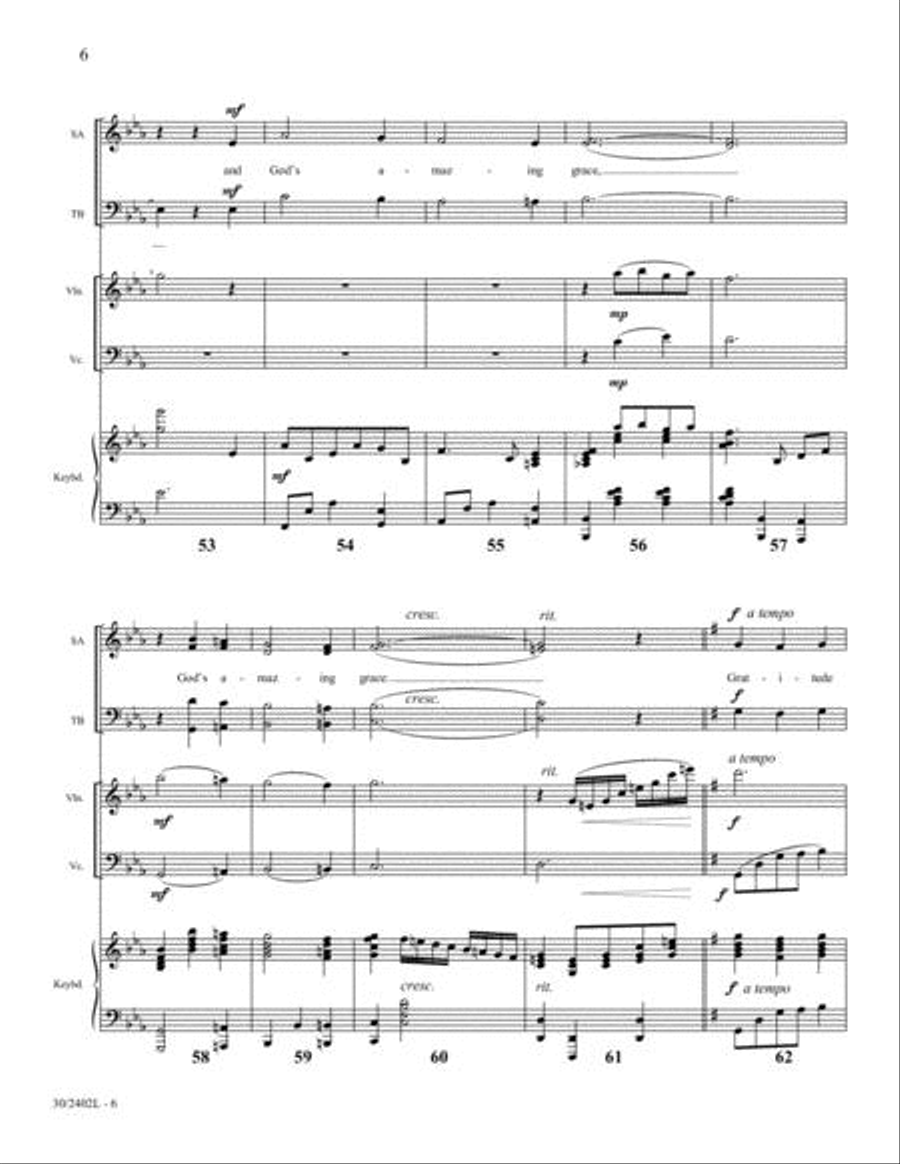 Gratitude Changes Everything - Violin and Cello Score and Parts Choir scores gallery preview page 6
