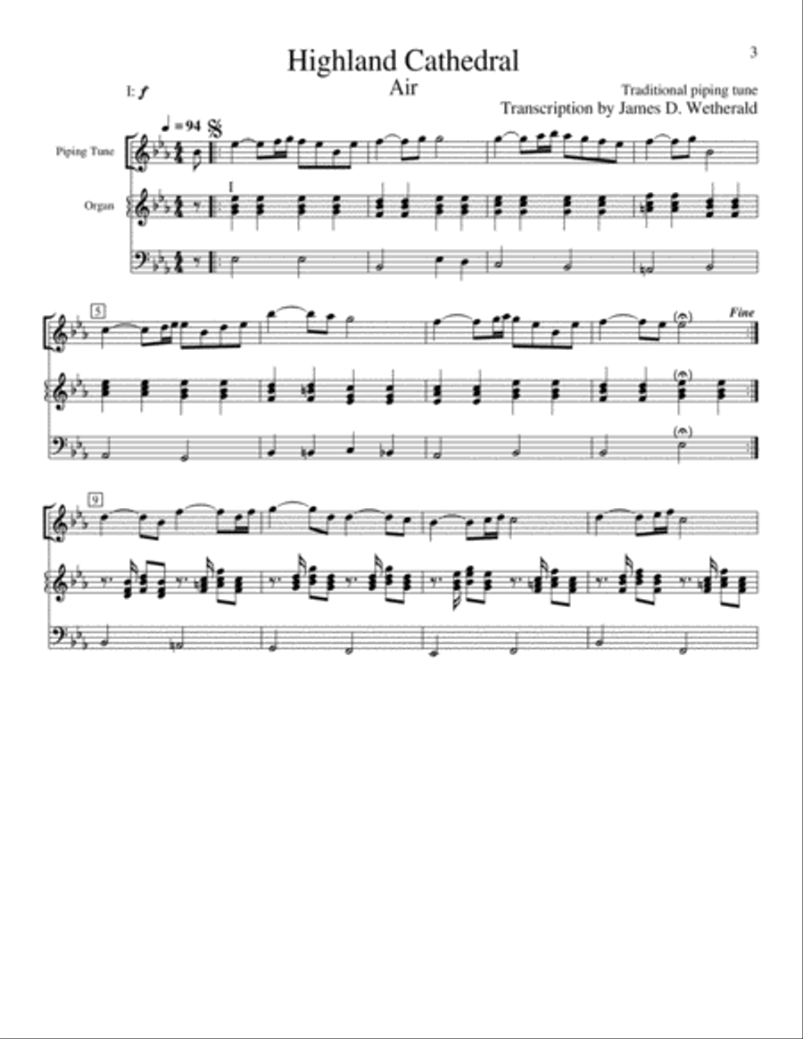 Highland Cathedral Bagpipe scores gallery preview page 3