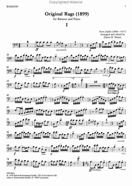 6 ragtimes for flute and piano, Volume 1