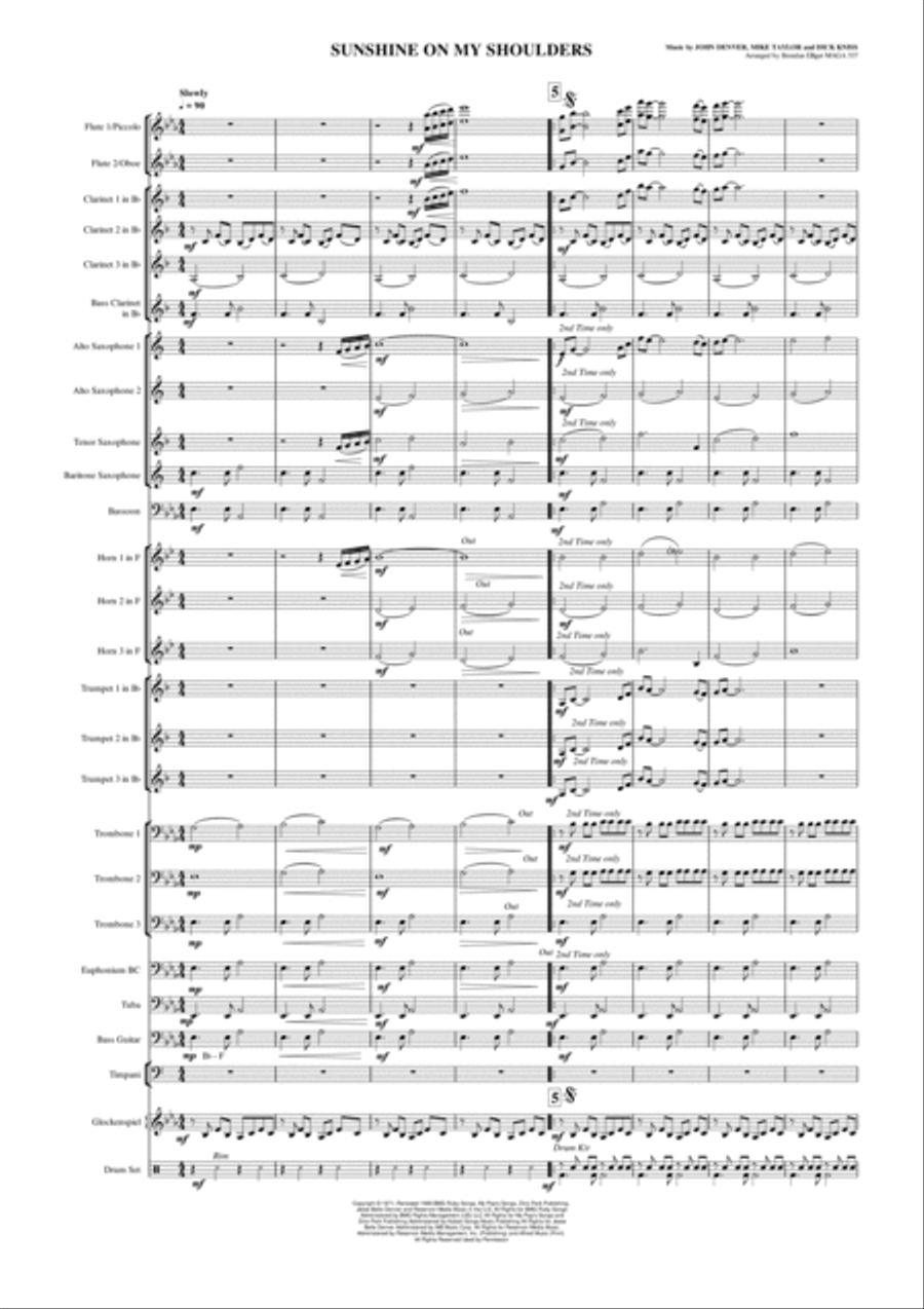 Sunshine On My Shoulders Concert Band scores gallery preview page 2