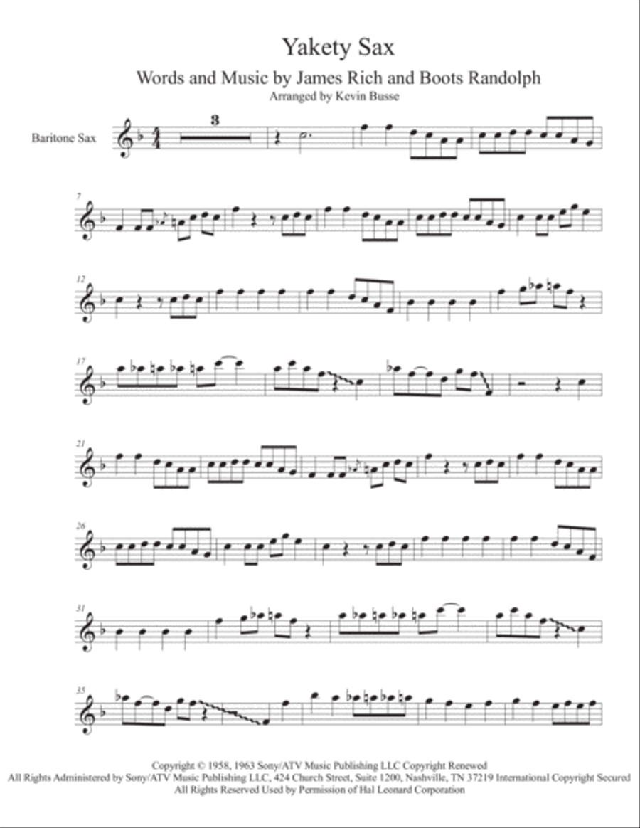 Yakety Sax Baritone Saxophone scores gallery preview page 1
