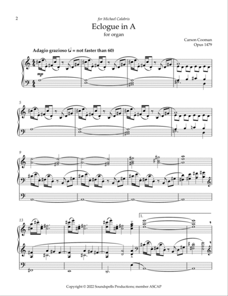 Eclogue in A Organ Solo scores gallery preview page 2