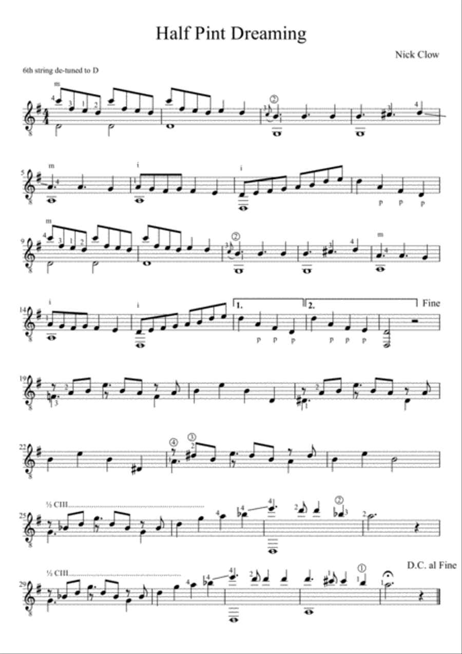Half Pint Dreaming Guitar Solo scores gallery preview page 1