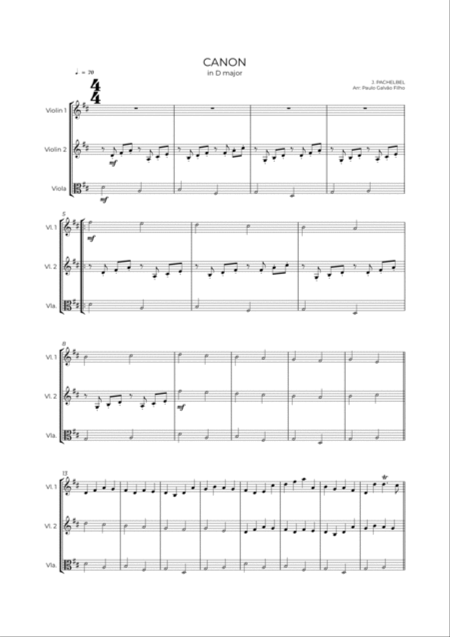 CANON IN D - STRING TRIO (I VIOLIN, II VIOLIN & VIOLA) String Trio scores gallery preview page 2