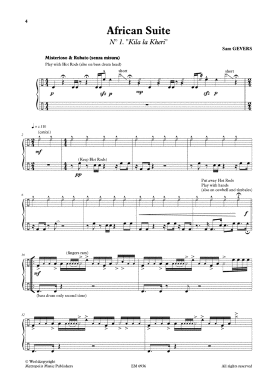 African Suite for Percussion Set-up Percussion scores gallery preview page 2