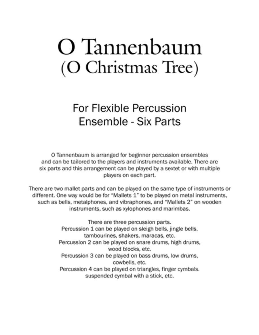 O Tannenbaum (O Christmas Tree) for Flexible Percussion Ensemble image number null