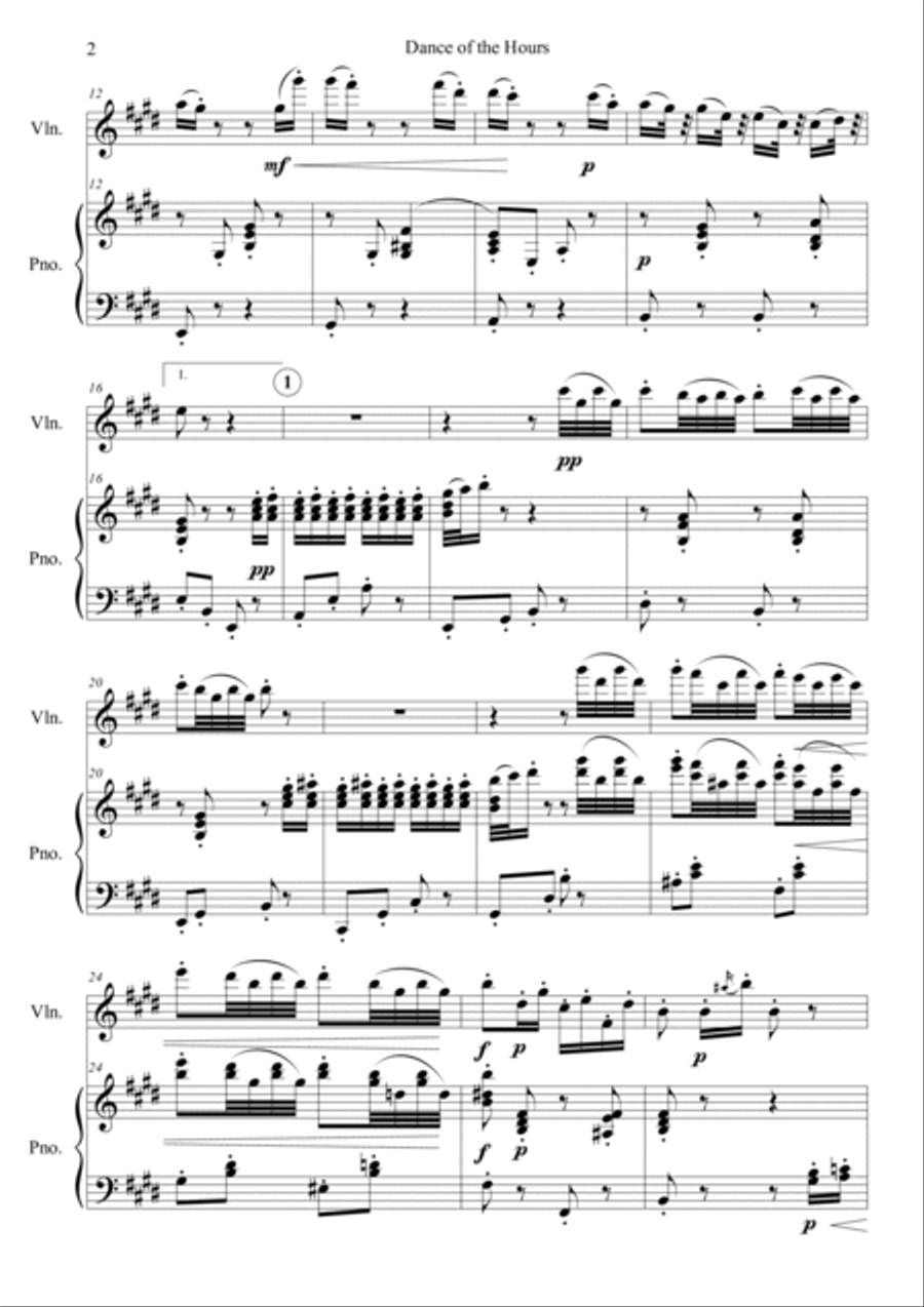 Dance of the Hours Violin Solo scores gallery preview page 2