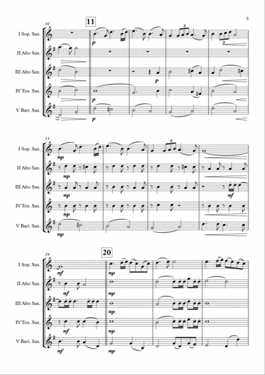 Highland Cathedral Saxophone Quintet scores gallery preview page 4