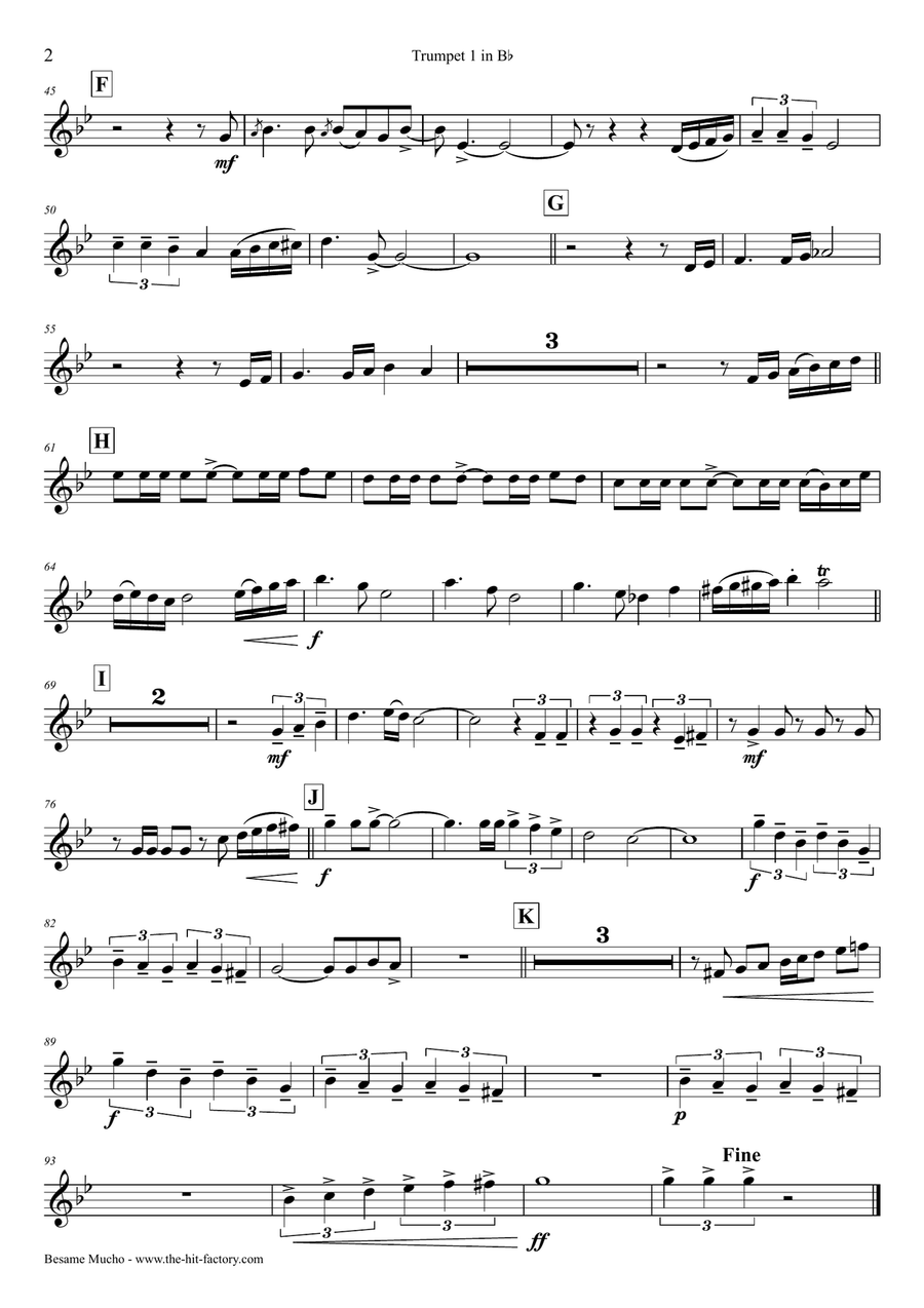 Besame Mucho (Kiss Me Much) Brass Ensemble scores gallery preview page 5