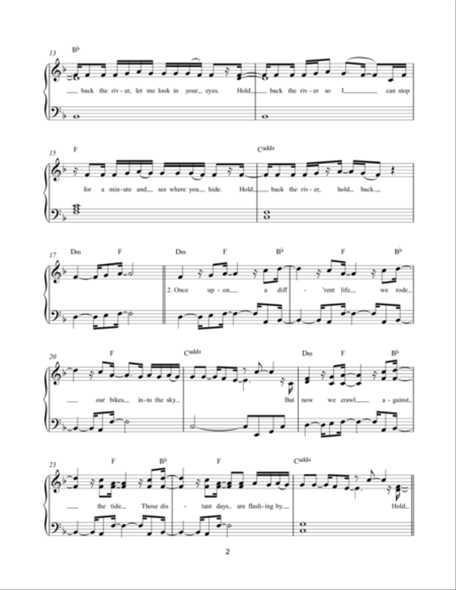 Hold Back The River Hold Back The River Easy Piano scores gallery preview page 2