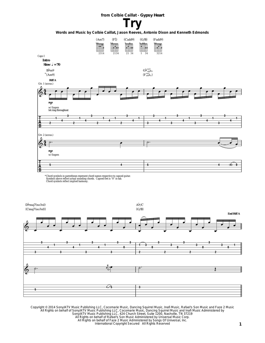 Try Acoustic Guitar scores gallery preview page 1
