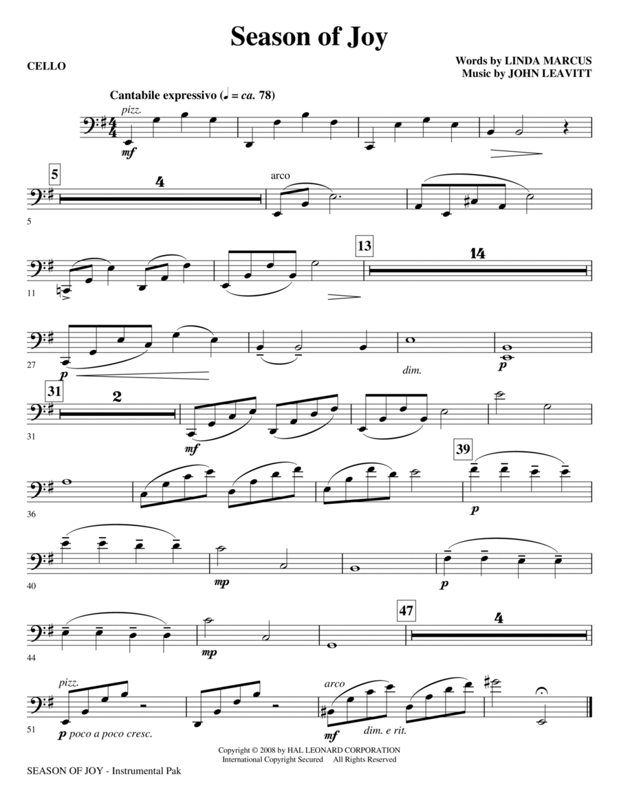 Season Of Joy - Cello Choir scores gallery preview page 1