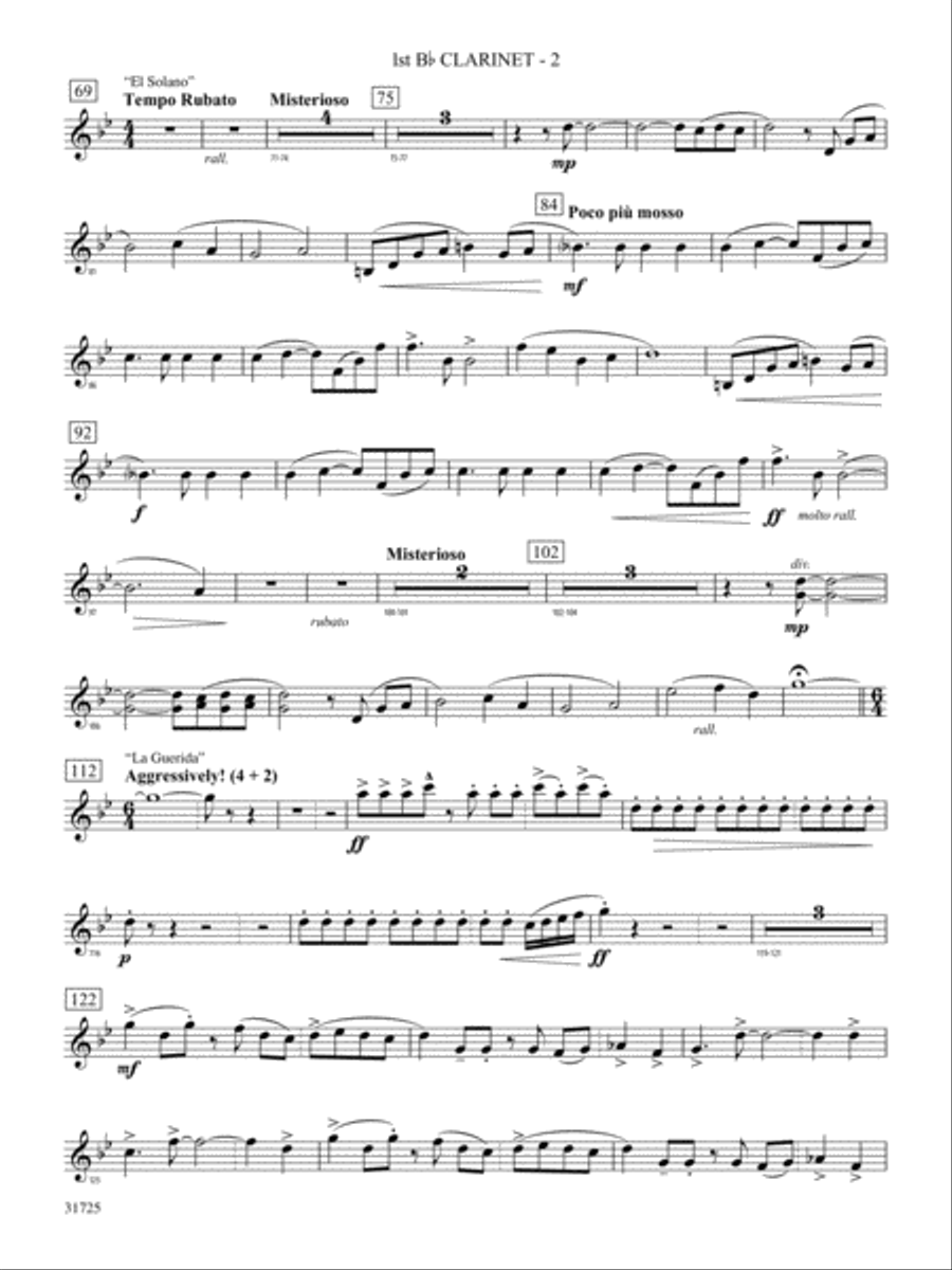 Iberian Escapades: 1st B-flat Clarinet Concert Band scores gallery preview page 2