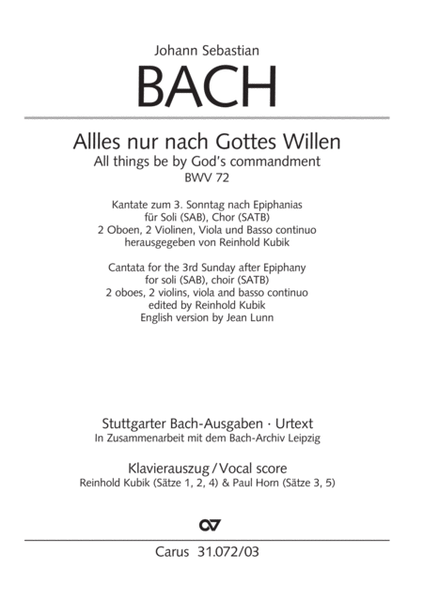 All cantate be by God's commandment (Alles nur nach Gottes Willen)