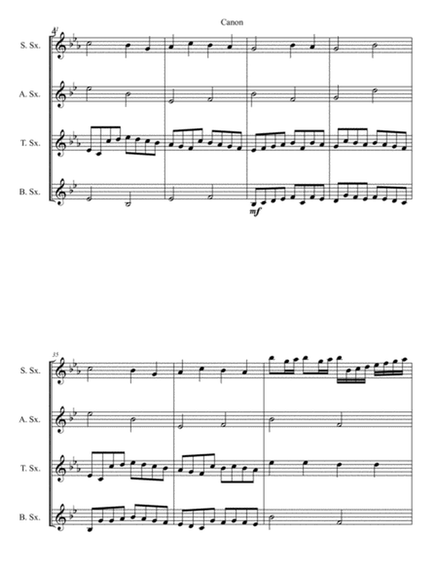 Pachelbel's Canon for Saxophone Quartet (SATB)