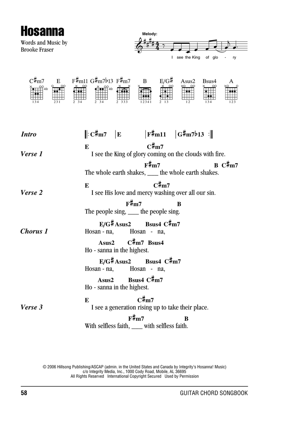 Hosanna Acoustic Guitar scores gallery preview page 1