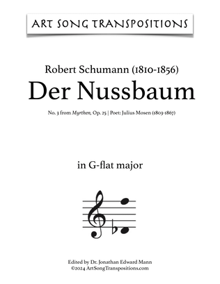 Book cover for SCHUMANN: Der Nussbaum, Op. 25 no. 3 (transposed to G-flat major)