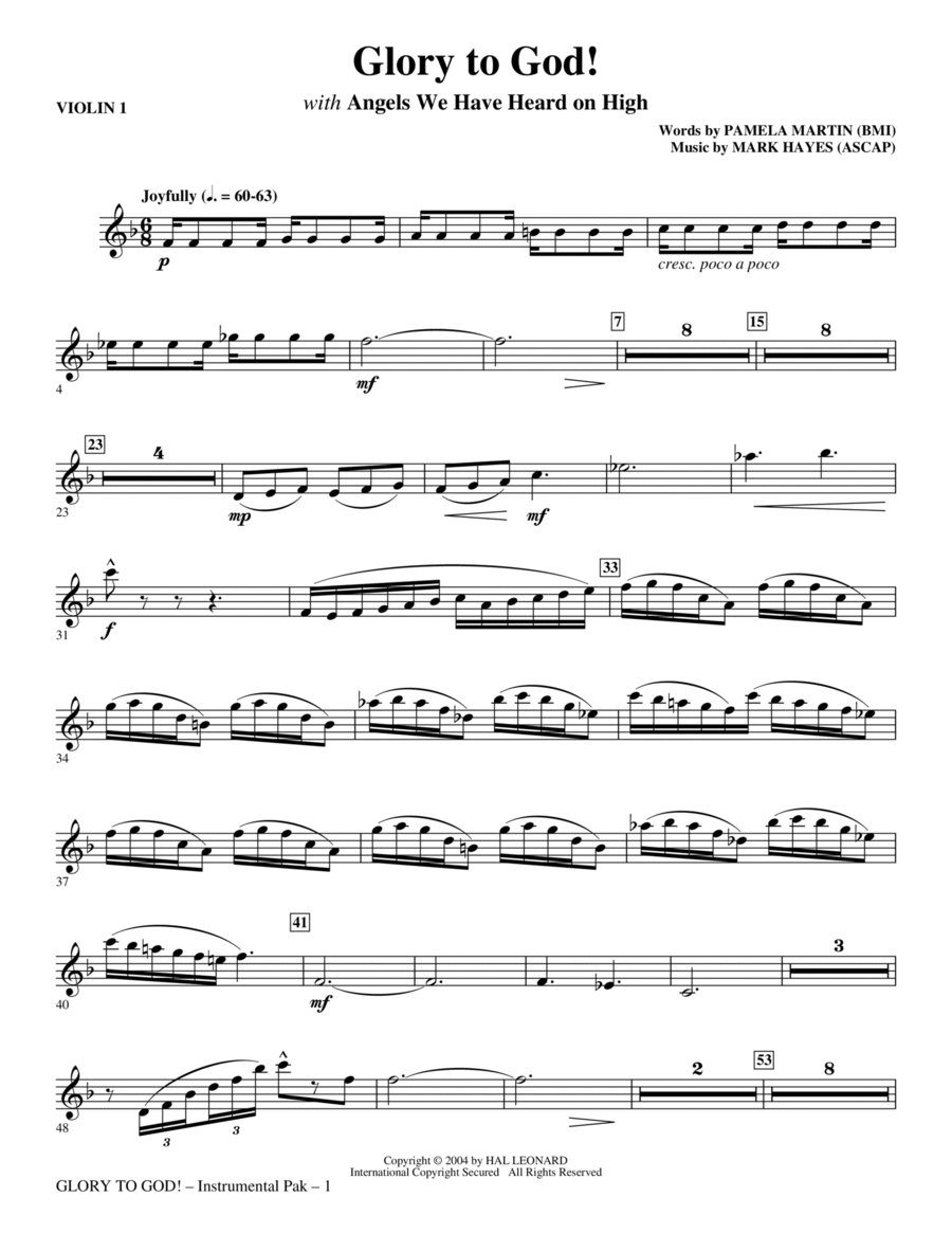 Glory to God! - Violin 2 Choir scores gallery preview page 1
