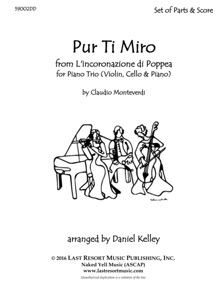 Pur Ti Miro from L'incoronazione di Poppea for Piano Trio (Violin, Cello & Piano)