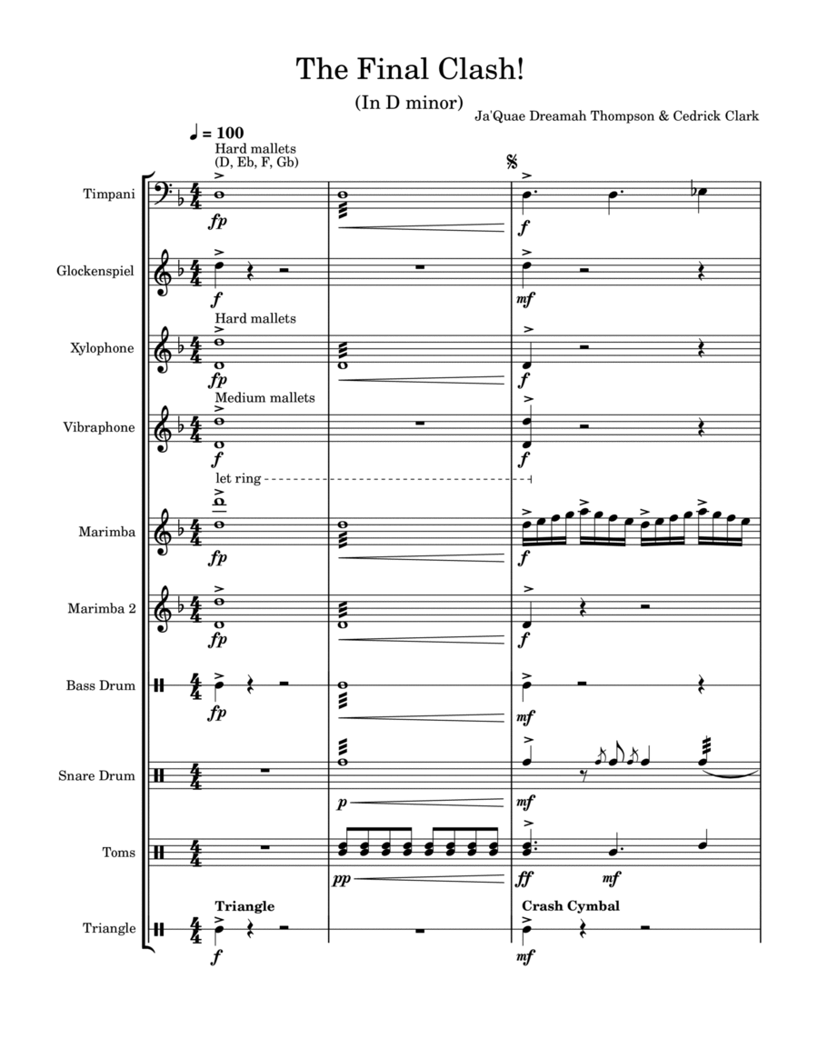 The Final Clash (In D Minor) Percussion Ensemble scores gallery preview page 1