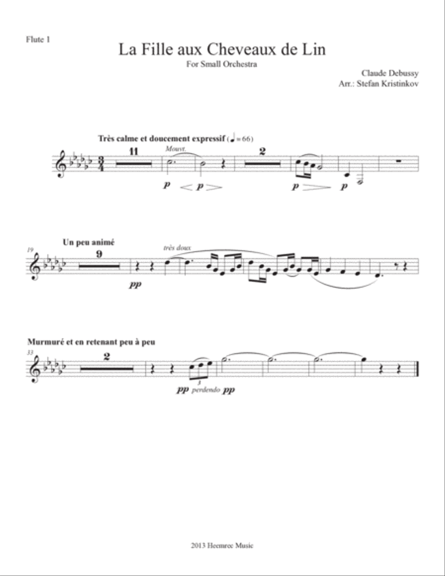 La fille aux cheveux de lin Full Orchestra scores gallery preview page 6