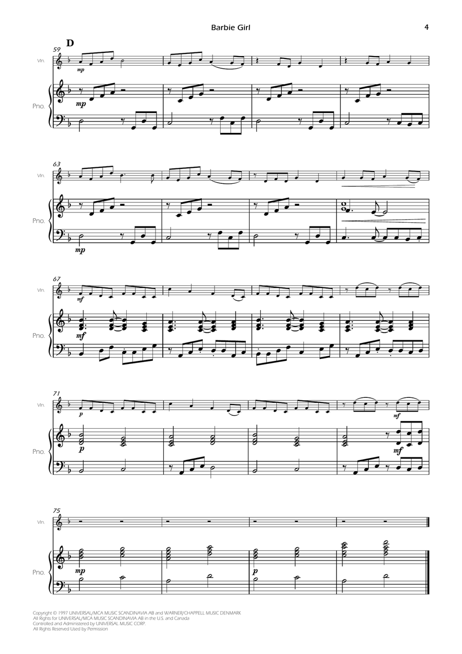 Barbie Girl Violin Solo scores gallery preview page 6