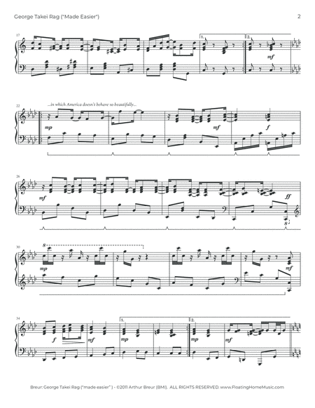 Ragtime No. 3: George Takei Rag - Piano Solo "Made Easier Arrangement" image number null