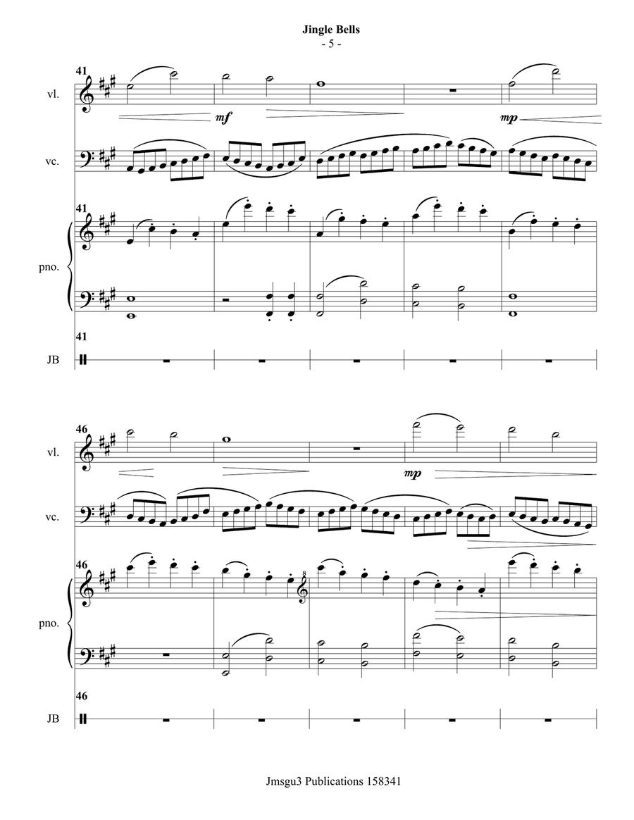 Jingle Bells for Piano Trio Piano Trio scores gallery preview page 5