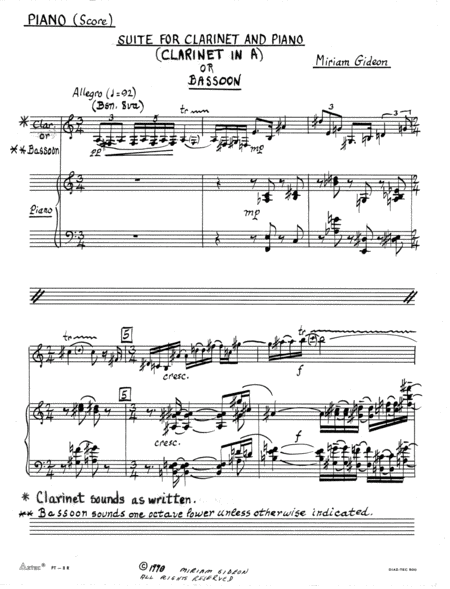 [Gideon] Suite for Clarinet or Bassoon and Piano