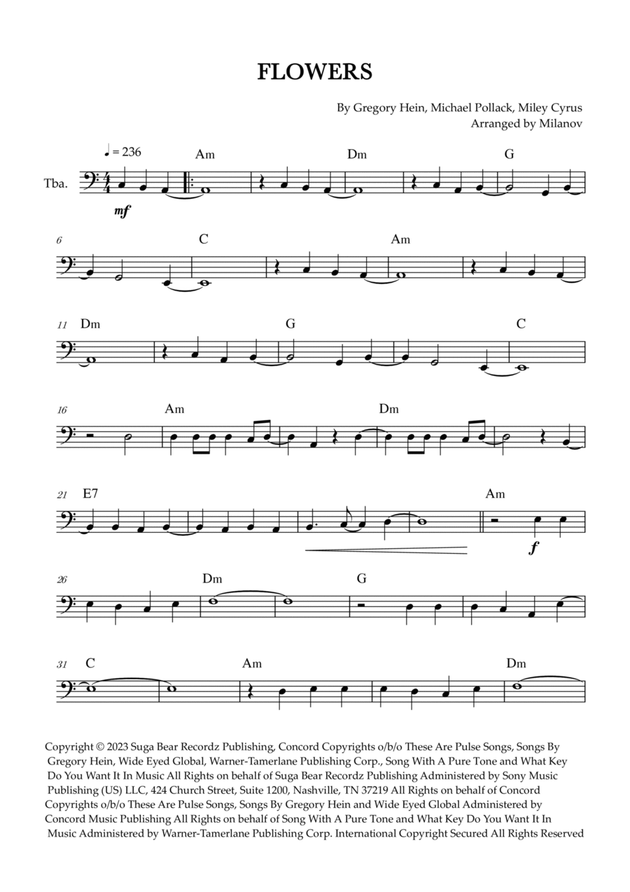 Flowers Flowers Tuba scores gallery preview page 1