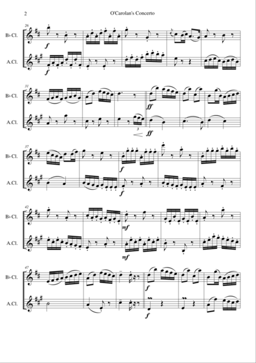 O'Carolan's Concerto for clarinet and alto clarinet B-Flat Clarinet scores gallery preview page 2