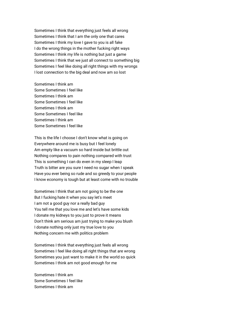 Sometimes I think Piano, Vocal, Guitar scores gallery preview page 1