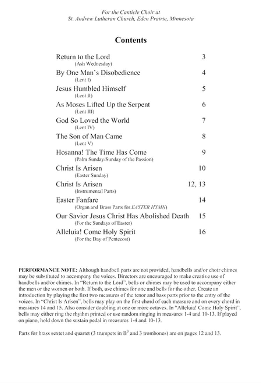 Choral Calls to Worship Volume 2: Lent, Easter, Pentecost 4-Part scores gallery preview page 2