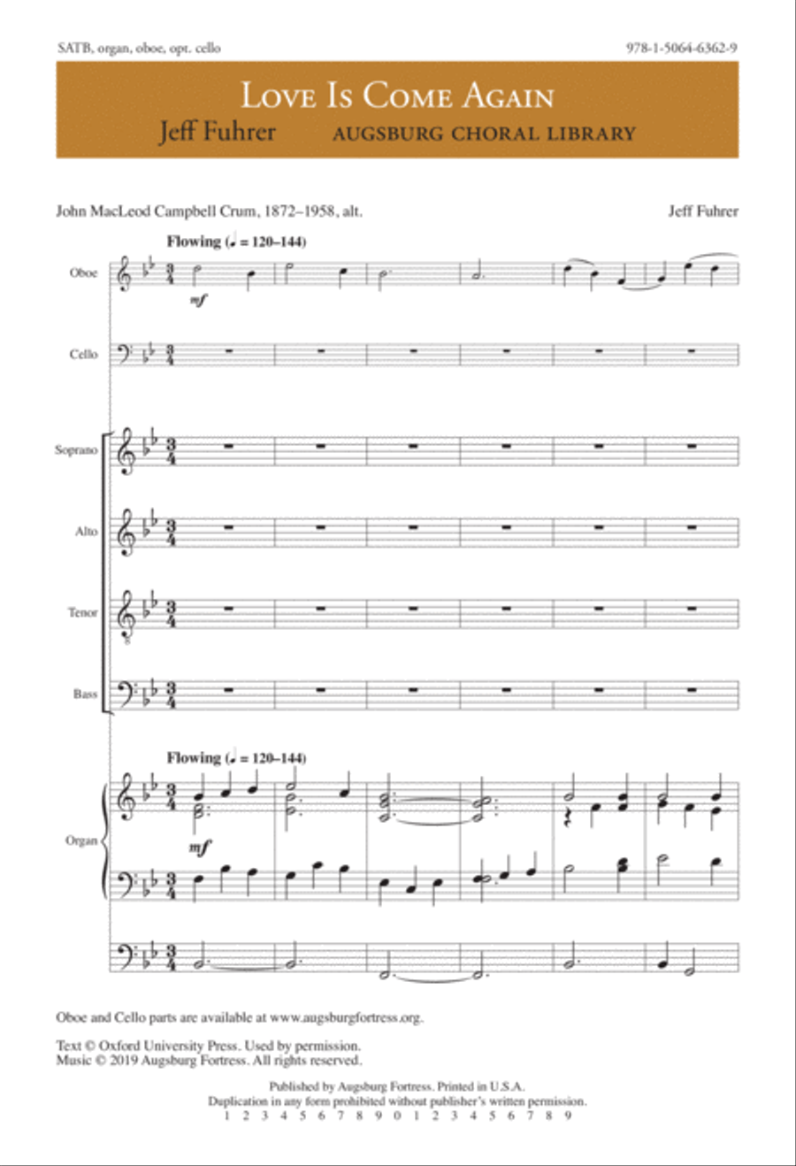Love is Come Again 4-Part scores gallery preview page 2