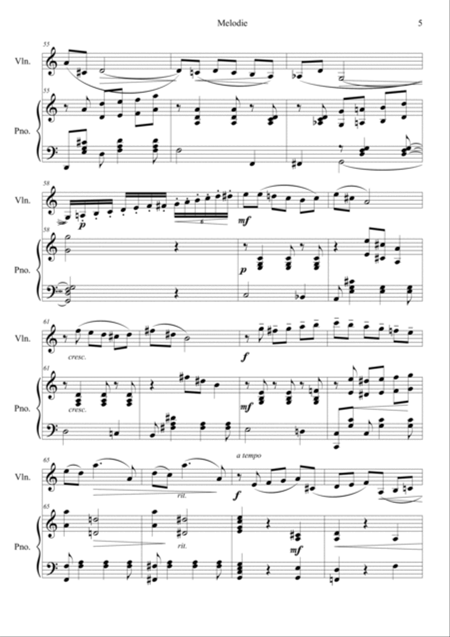 Tchaikovsky: Souvenir d'un lieu cher, Op.42 Melodie (in C) Violin Solo scores gallery preview page 5