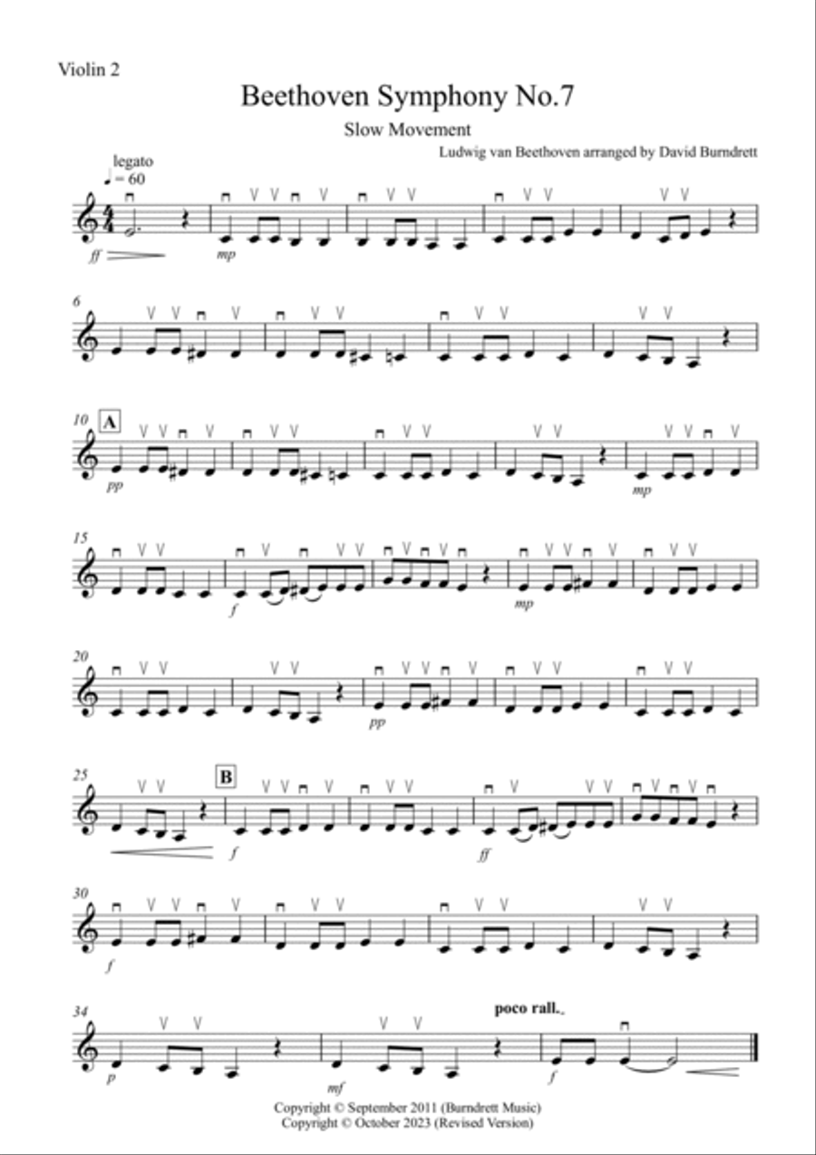 Beethoven Symphony No.7 (slow movement) for String Orchestra String Orchestra scores gallery preview page 5