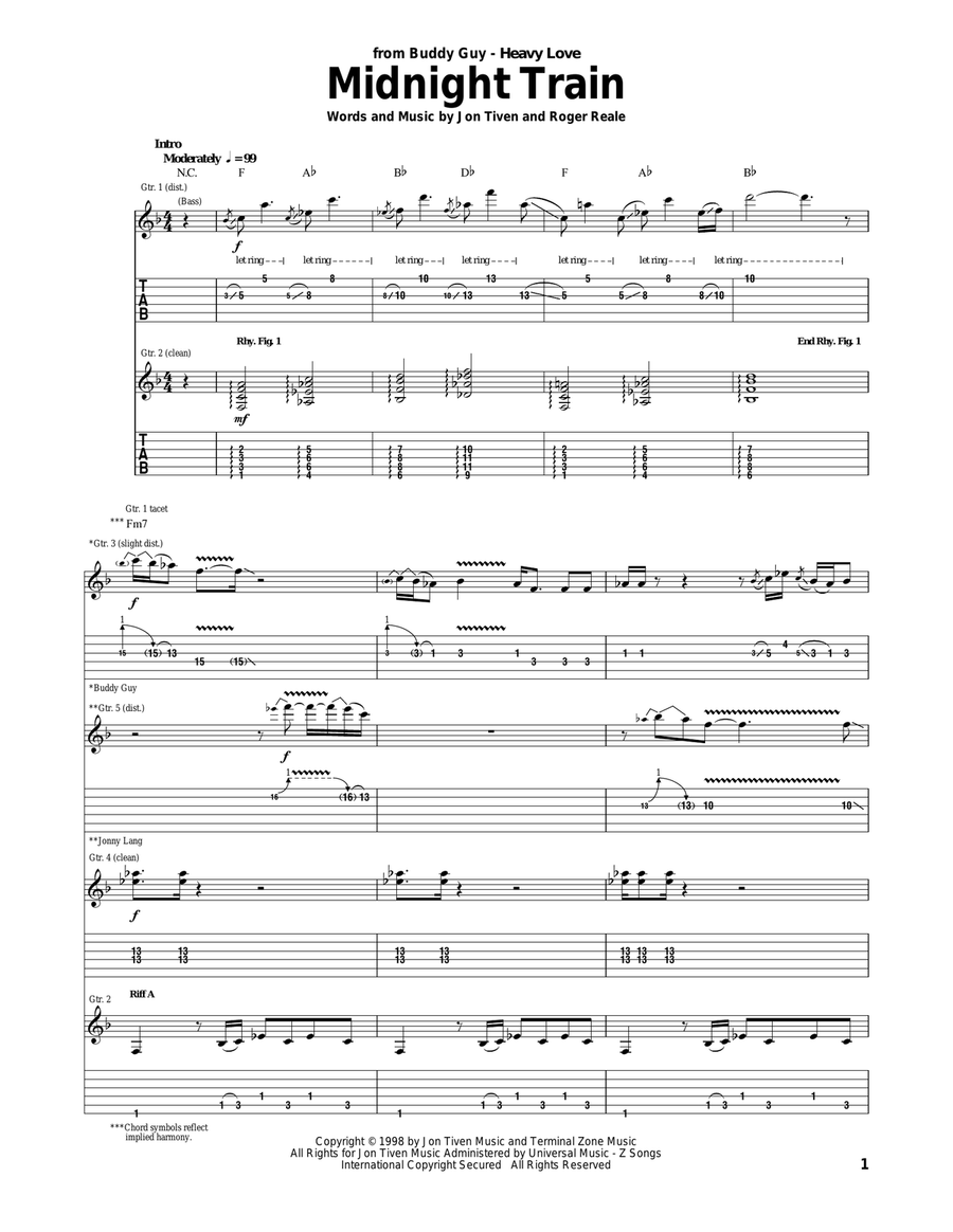 Midnight Train Acoustic Guitar scores gallery preview page 1