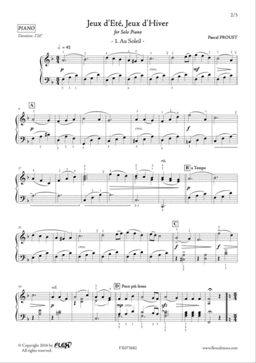 Jeux d'Ete, Jeux d'Hiver Piano Solo scores gallery preview page 2