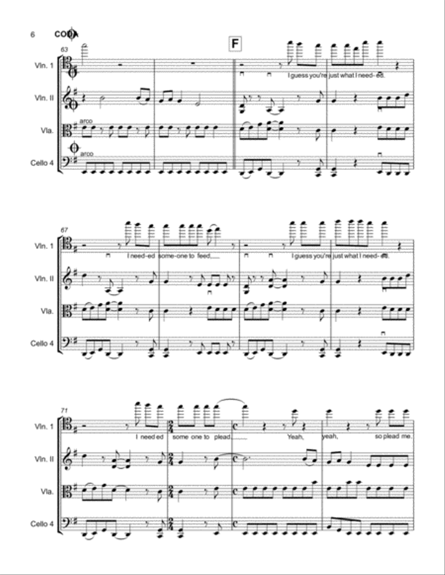 Just What I Needed String Quartet scores gallery preview page 6