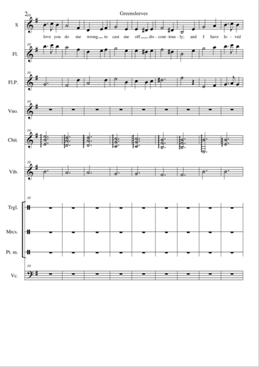 Greenleaves (ensamble and piano) Small Ensemble scores gallery preview page 2