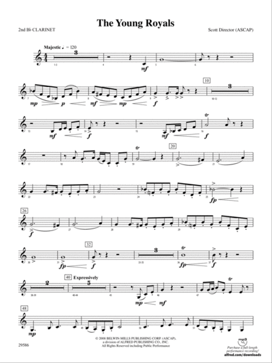 The Young Royals: 2nd B-flat Clarinet Concert Band scores gallery preview page 1