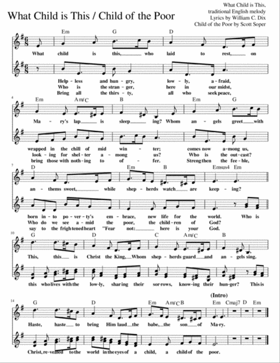 What Child is This / Child of the Poor with 2nd voice SA scores gallery preview page 1