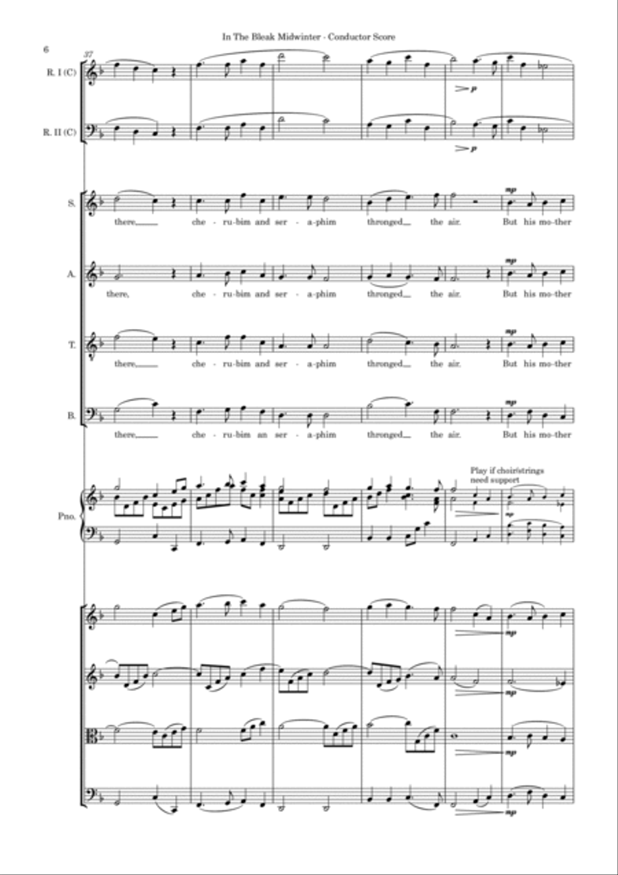 In The Bleak Midwinter – SATB, String 4tet and flexible woodwind – Score and parts SATB scores gallery preview page 6