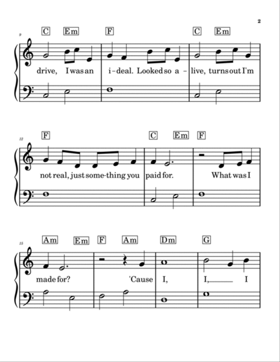 What Was I Made For? Harp scores gallery preview page 2