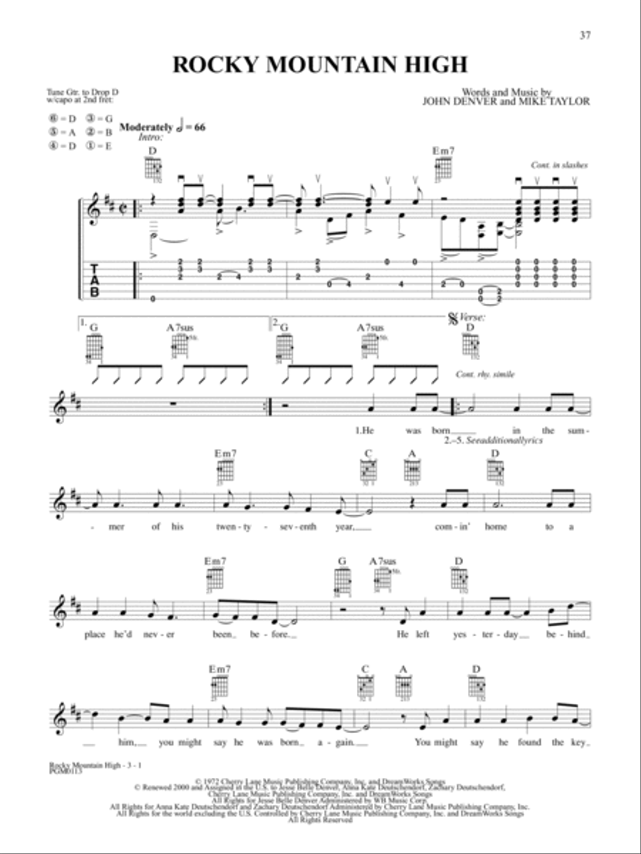 Rocky Mountain High Guitar Tablature scores gallery preview page 1