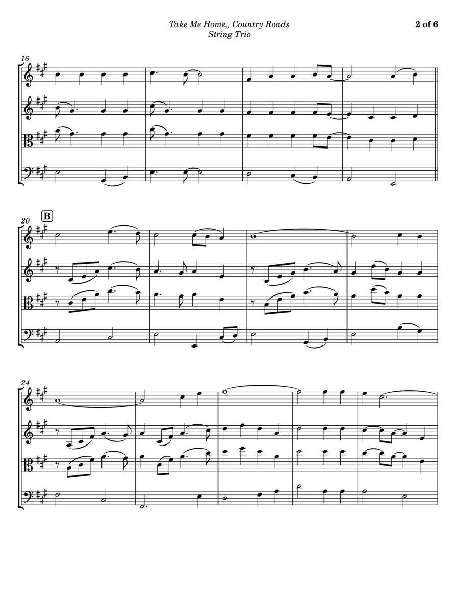 Take Me Home, Country Roads String Trio scores gallery preview page 2