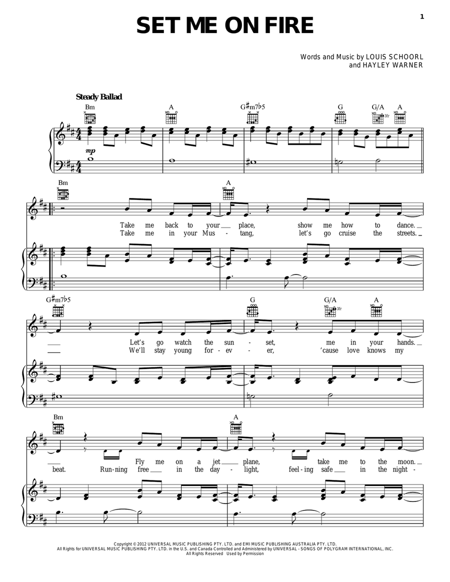Set Me On Fire Acoustic Guitar scores gallery preview page 1