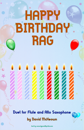 Book cover for Happy Birthday Rag, for Flute and Alto Saxophone Duet