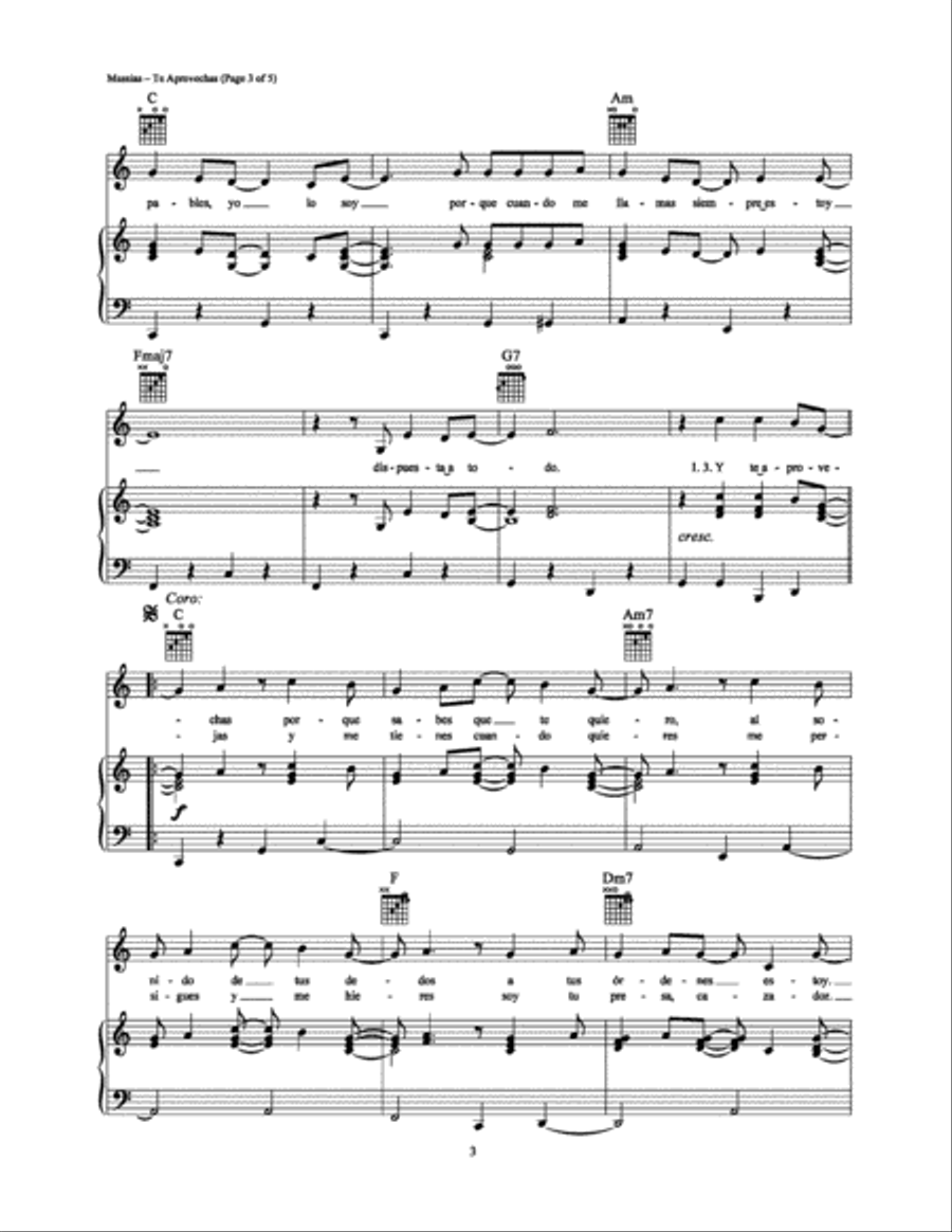 Te Aprovechas Piano, Vocal, Guitar scores gallery preview page 3