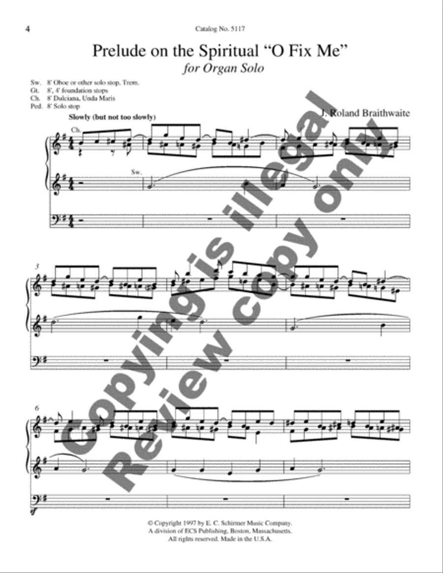 Prelude on the Spiritual O Fix Me (ECS/AGO African-American Organ Series) Organ scores gallery preview page 5